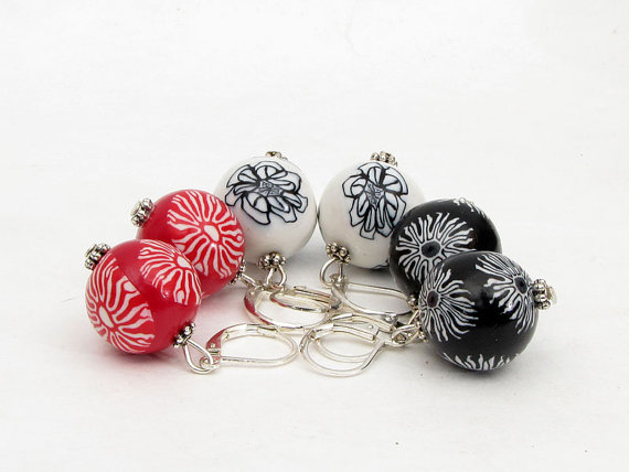  fimo polymer clay red beads