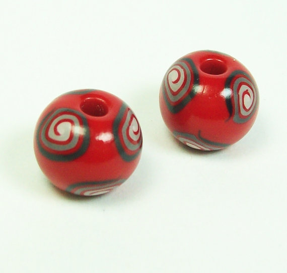 polymer clay red beads4