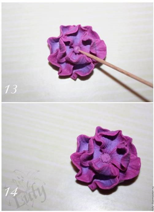 Polymer Clay Flower ring tutorial step 5