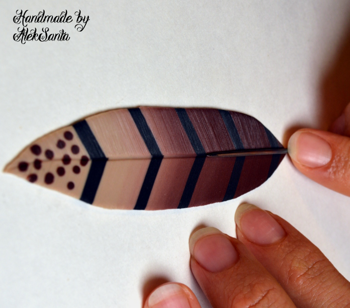 Polymer clay feather tutorial step 13
