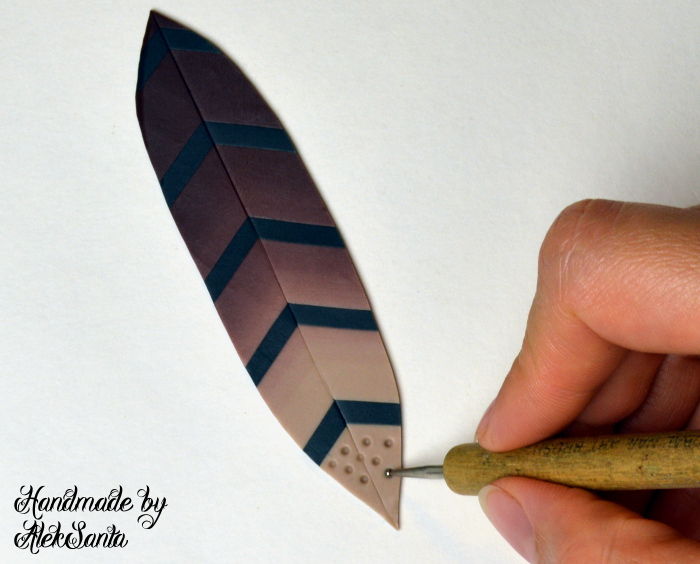 Polymer clay feather tutorial step 7