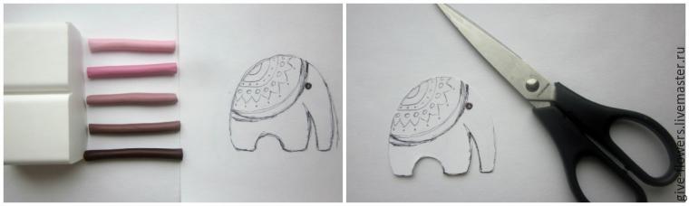 Polymer clay happy elephant brooch tutorial