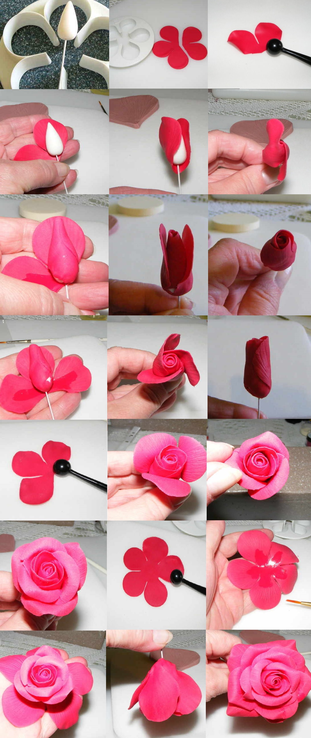 Polymer clay rose tutorial