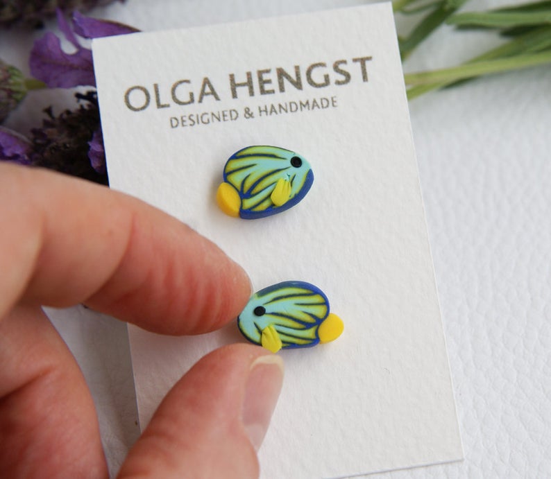 Polymer clay fish earrings