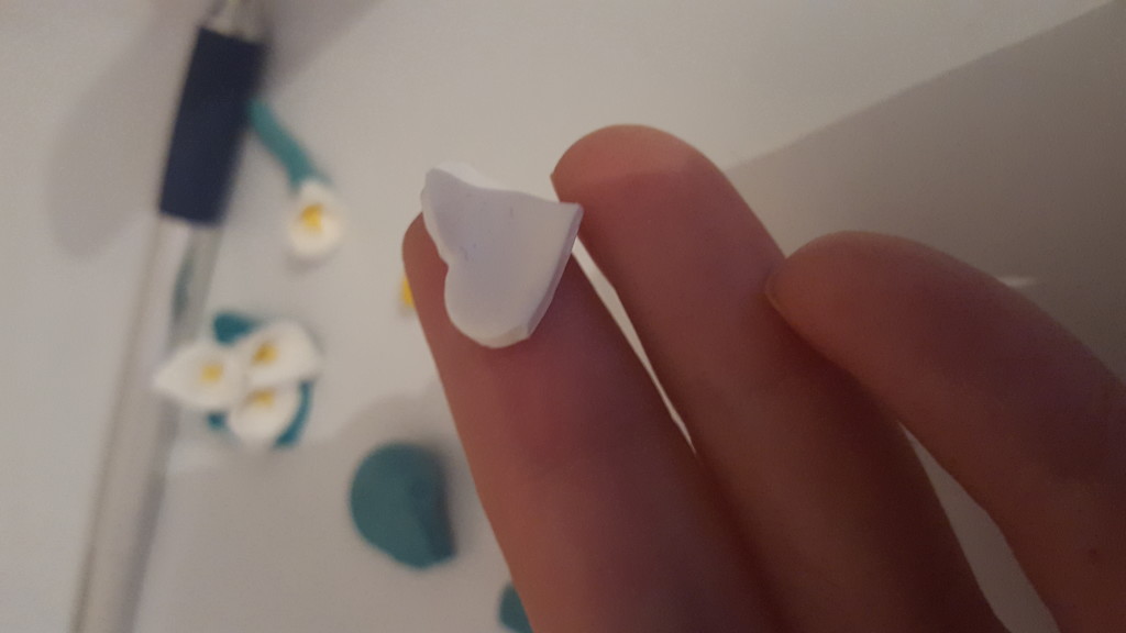 polymer clay calla flower tutorial - step 3