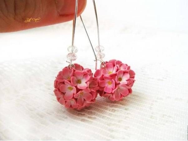 FIMO DIY tutorial earrings - cascade of flowers