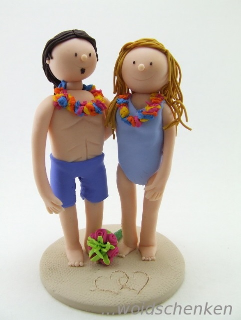 polymer clay wedding cake ornament - groom and bride handmade toppers