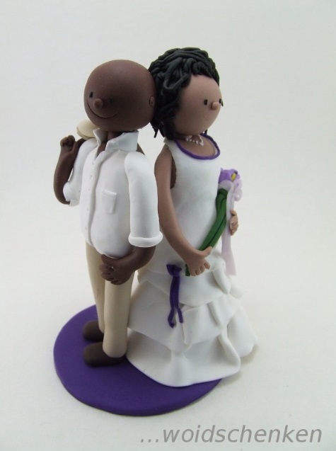 polymer clay wedding cake ornament - groom and bride handmade toppers