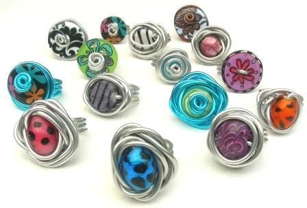 Unique pieces of polymer clay jewelry