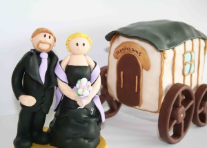 polymer clay wedding cake ornament - groom and bride handmade toppers