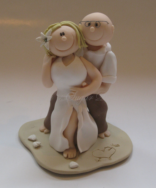 polymer clay wedding cake ornament - groom and bride handmade toppers