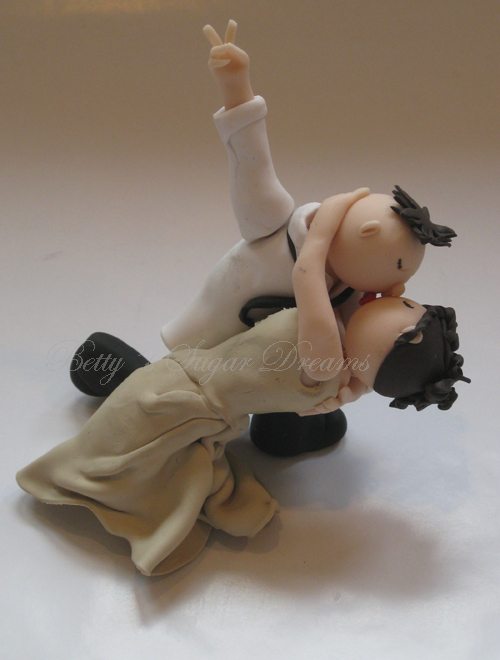 polymer clay wedding cake ornament - groom and bride handmade toppers