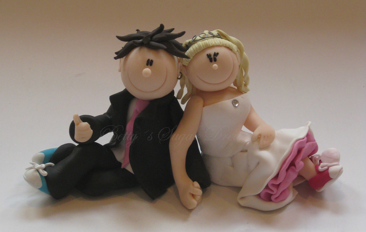 polymer clay wedding cake ornament - groom and bride handmade toppers