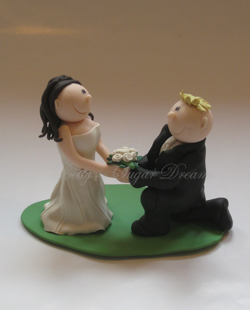 polymer clay wedding cake ornament - groom and bride handmade toppers