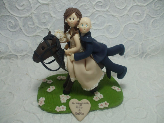 polymer clay wedding cake ornament - groom and bride handmade toppers Polymer clay wedding cake ornaments