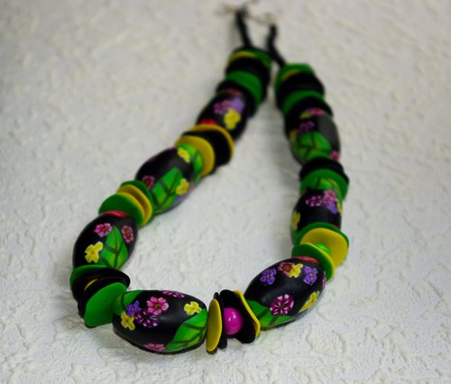 Unique pieces of polymer clay jewelry
