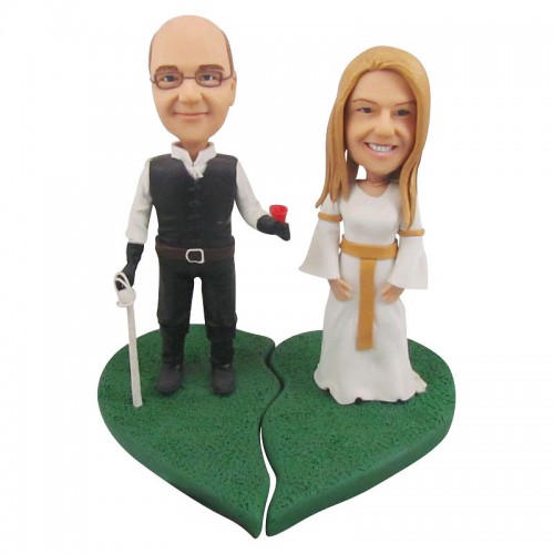 polymer clay wedding cake ornament - groom and bride handmade toppers