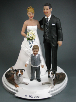 polymer clay wedding cake ornament - groom and bride handmade toppers Polymer clay wedding cake ornaments