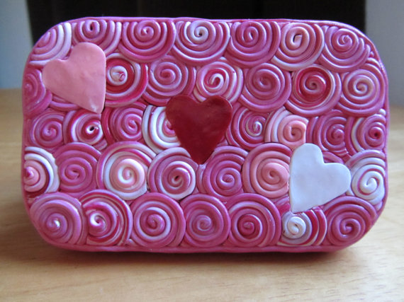 polymer clay pink box - Valentine's day gift