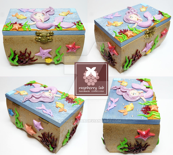 mermaid polymer clay box