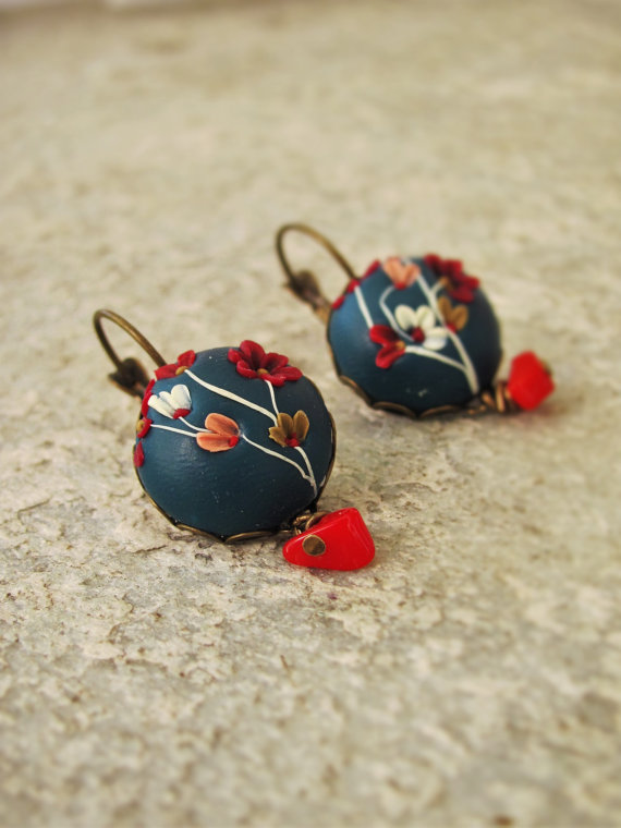 polymer clay flower jewelry fimo poppy earrings