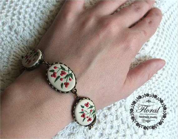 Polymer clay poppy flowers inspired jewelry