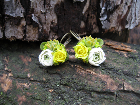 Dangle earrings flower jewelry Yellow flower earring Colorful jewelry with flower Earring for bridesmaids gift Floral jewelry Bright jewelry