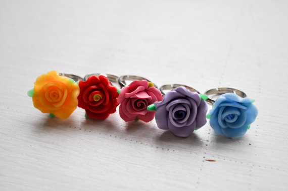 Polymer clay flower ring