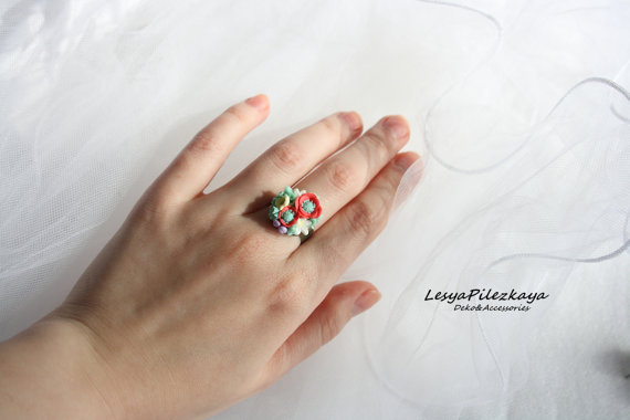 clay flower ring