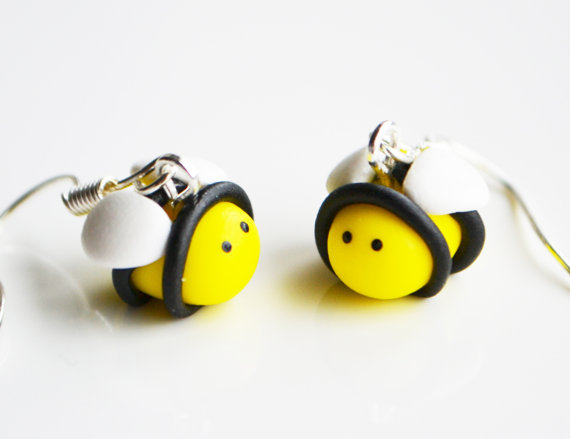 polymer clay bee earrings