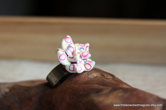 fimo polymer clay flower ring