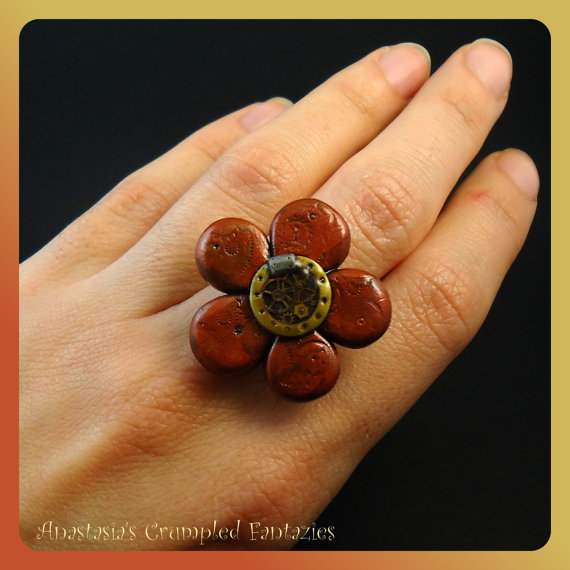 Polymer clay flower ring