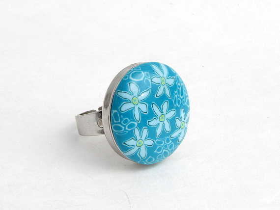 Polymer clay flower ring