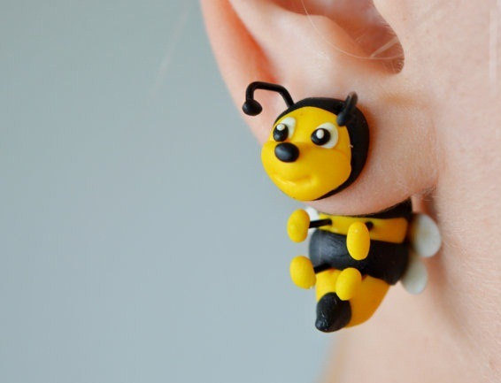 polymer clay bee earrings