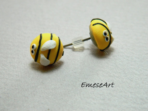 polymer clay bee earrings