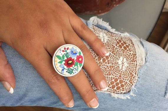 Polymer clay flower ring