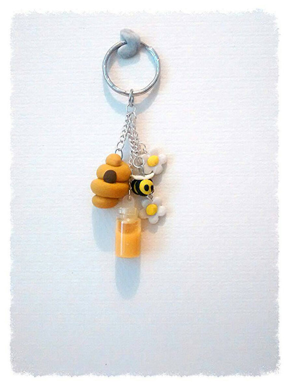 polymer clay bee key-ring