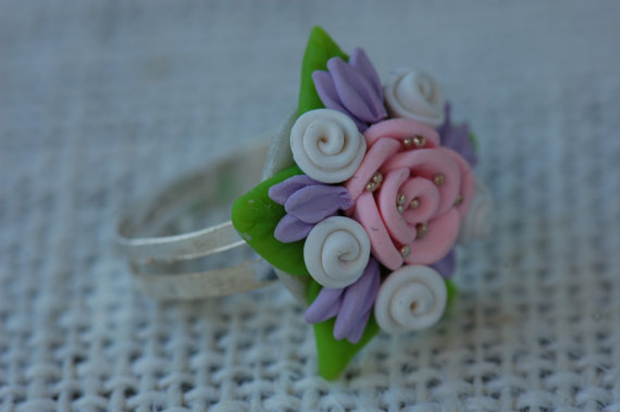 fimo polymer clay unique flower ring