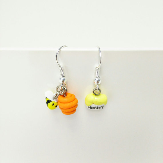 fimo bee earrings