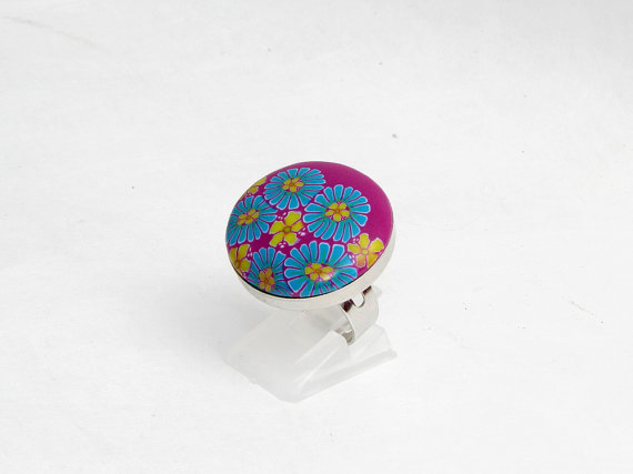 Polymer clay flower ring