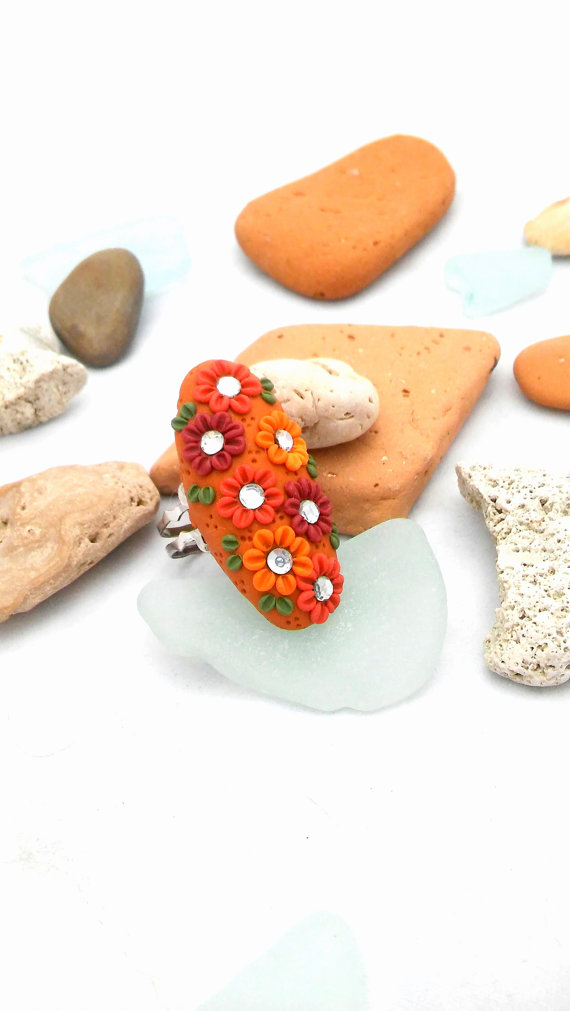 Polymer clay flower ring