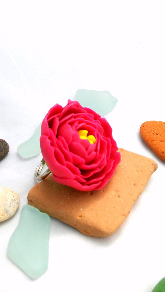 Polymer clay flower ring