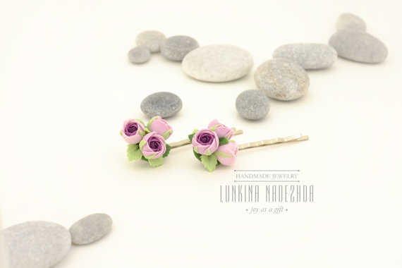 fimo clay flower hair accessories