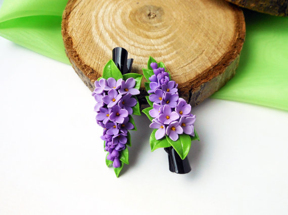 fimo clay flower hair accessories