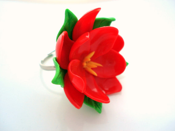 fimo/polymer clay flower ring