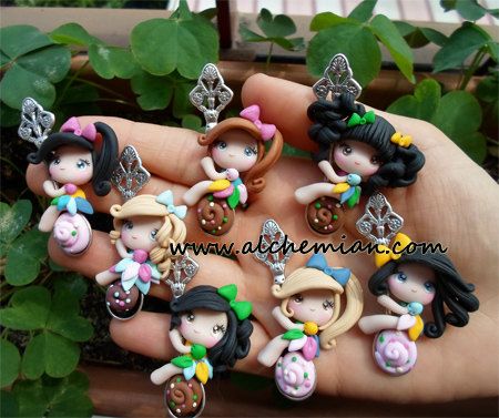 Polymer clay doll pendants