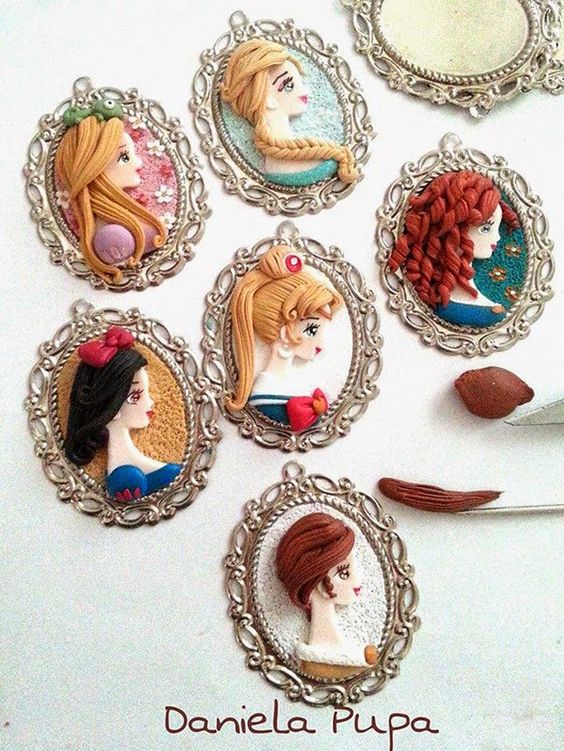 Polymer clay doll pendants