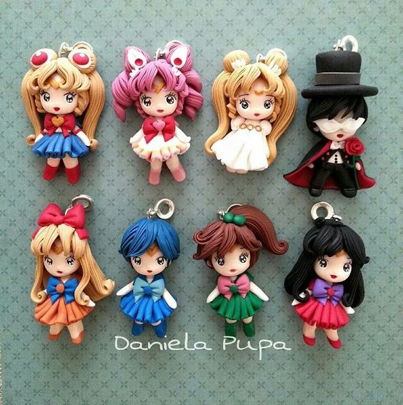 Polymer clay doll pendants