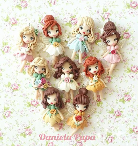 Polymer clay doll pendants