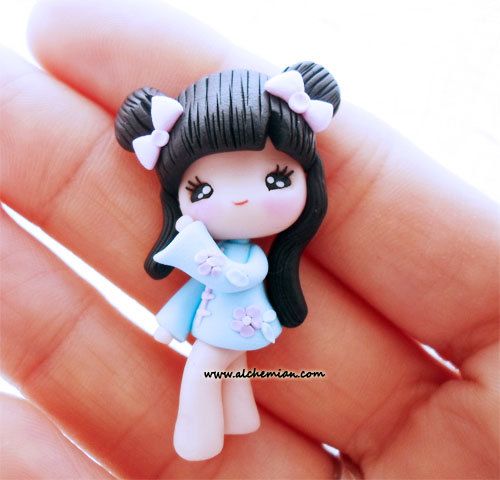 fimo doll pendant